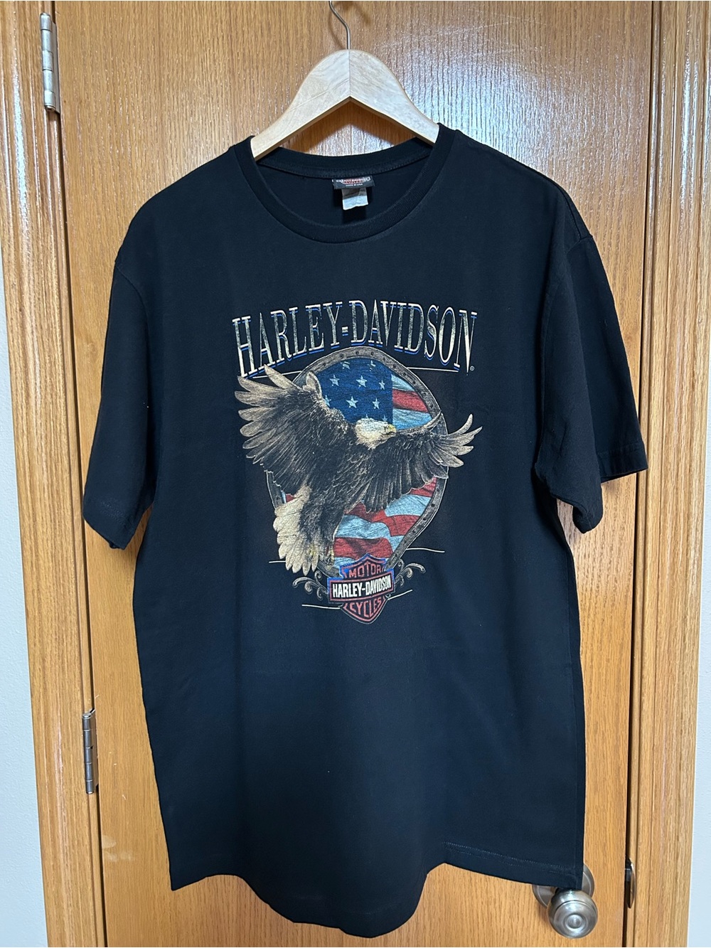 Harley-Davidson Black Eagle & American Flag Graphic Tee